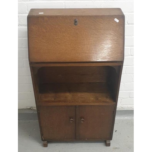 72 - Vintage Students Bureau, the fall enclosing fitted nest, open hutch & 2 cupboard doors under, approx... 