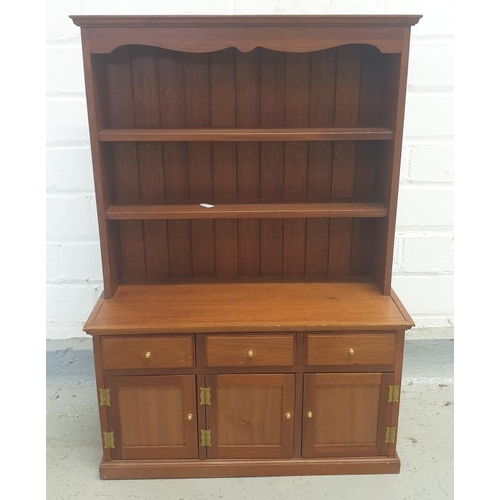 113 - Mid Century Modern Teak 3 door/drawer Welsh Dresser with plate rack over, approx. 44cm W x 19cm D x ... 