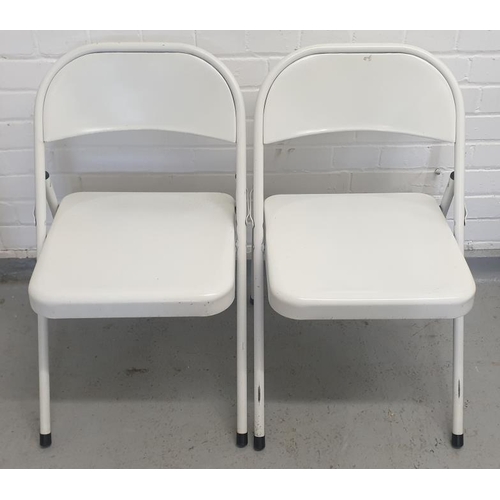 114 - 2 White Metal Folding Chairs