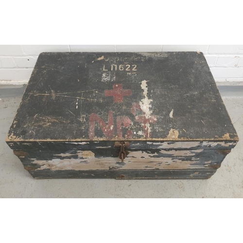 117 - Wooden German Military Trunk, approx. 79cm W x 51cm D x 31cm H