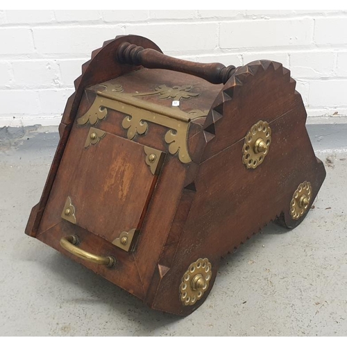 49 - Victorian Mahogany & Brass Coal Scuttle A2