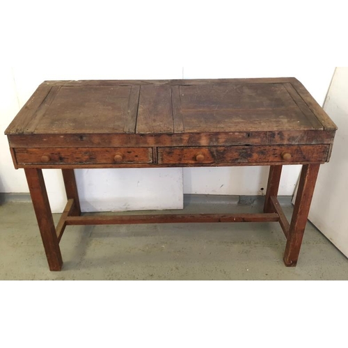 48 - Draughtsman Table/Work Bench, 2 lift up lids & 2 drawers approx. 174cm W x 72cm D x 115cm H BW