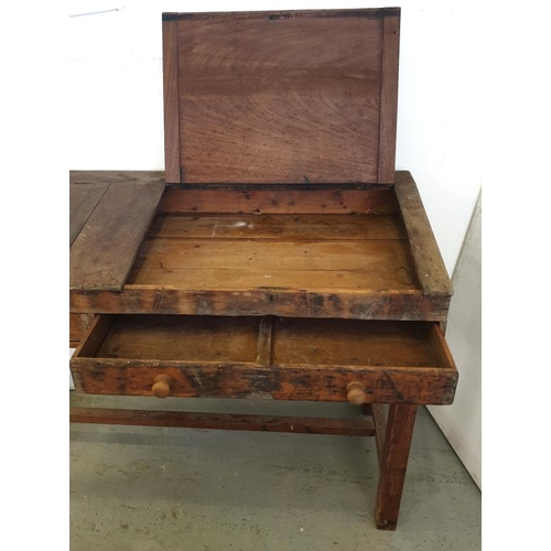 48 - Draughtsman Table/Work Bench, 2 lift up lids & 2 drawers approx. 174cm W x 72cm D x 115cm H BW