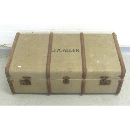 15 - Vintage Wooden Bound Travelling Case approx. 31cm H x 91cm W x 49cm D A1