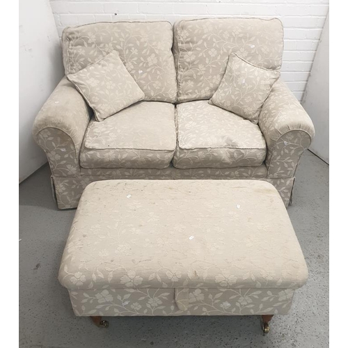 3 - 2 Seater Laura Ashley 2 Seater Grey Sofa/Settee with Matching Footstool with lift up storage (2) FW