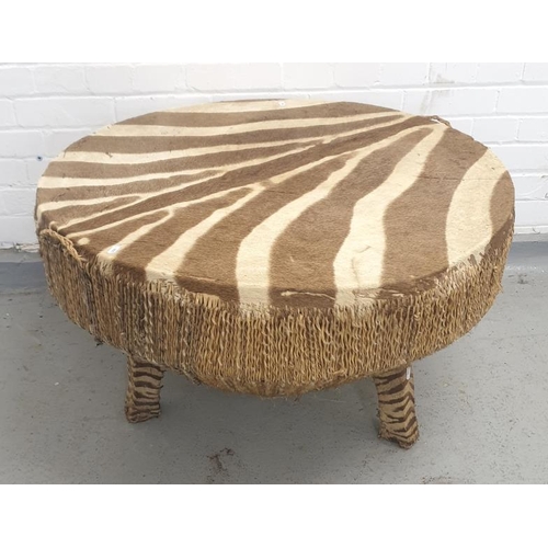 6 - Zebra Skin Coffee Table/Drum approx. 87cm dia. x 52cm H A6