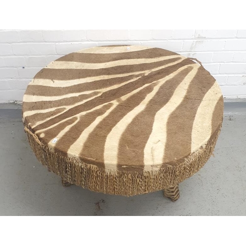 6 - Zebra Skin Coffee Table/Drum approx. 87cm dia. x 52cm H A6