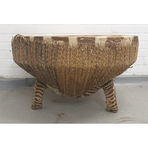 6 - Zebra Skin Coffee Table/Drum approx. 87cm dia. x 52cm H A6