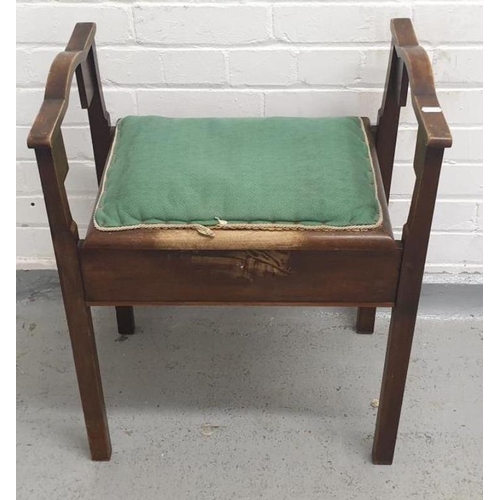 28 - Edwardian Piano Stool with lift up seat approx. 54cm W x 35cm D x 66cm H (at highest point) A4