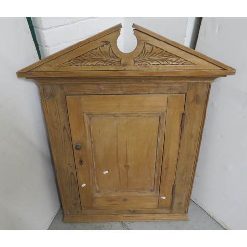 44 - Pine Corner Cabinet with decorative cornice, internal shelf (no key) BW