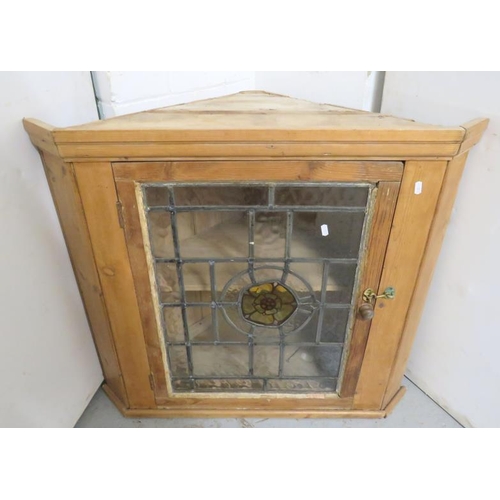 45 - Pine Glazed Corner Cabinet approx. 87cm W BW