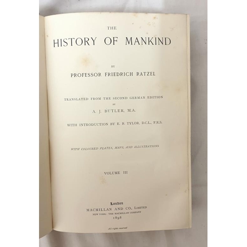 1329 - Books: History of Mankind in 3 Volumes by Professor Friedrich Ratzel translated from the second Germ... 