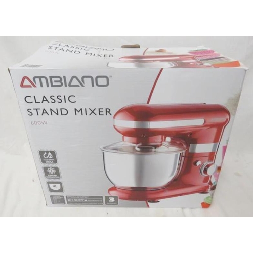 1575 - Ambiano Classic Stand Mixer, 600W, tilting mixer head, 6 speeds with stainless steel mixing bowl, sl... 