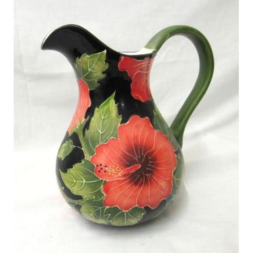 Blue Sky Ceramics Jeanette Mccall Moorcroft Style Jug, red hibiscus ...