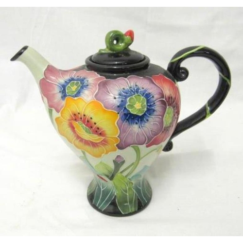 Blue Sky Ceramics Jeanette Mccall Moorcroft Style Coffee Pot, decorated ...
