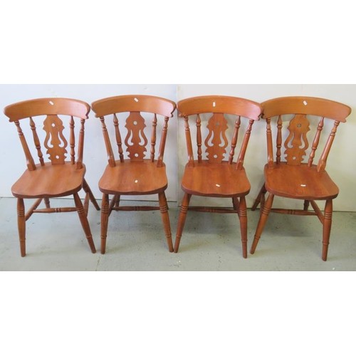 Set of 4 Farmhouse Style Fiddle Back Kitchen Side Chairs A12
