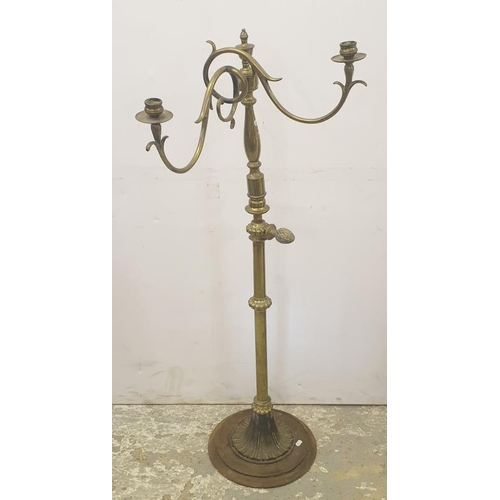 2 Branch Brass Floor Standing Candelabra BW