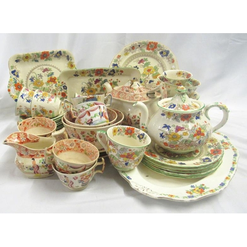 1850 - Masons Bible Pattern Tea Wares incl. teapot, tea cups, saucers, side plates etc. & oriental themed t... 