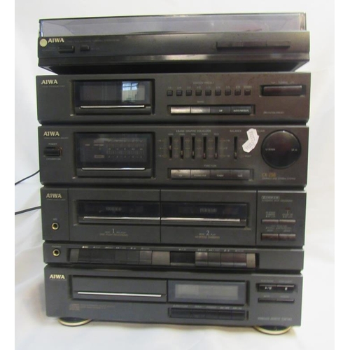 1720 - Aiwa Stereo Stacking System, turntable PXE80, Amplifier CX-Z58, cassette deck, radio etc.