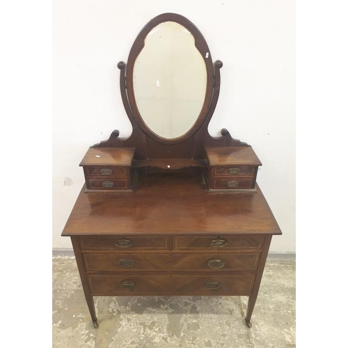 59 - Edwardian Dressing Table with 2 short drawers over 2 long drawers to base, castored tapering support... 