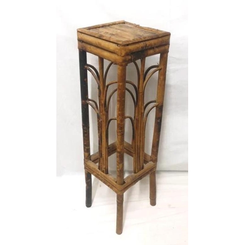 10 - Art Nouveau Victorian Bamboo Plant Stand approx. 60cm H x 18cm square top A3