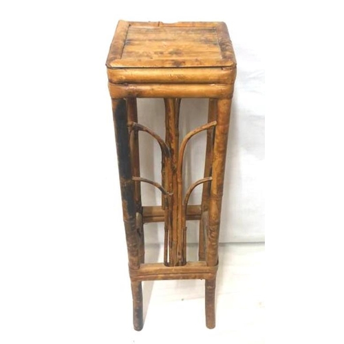 10 - Art Nouveau Victorian Bamboo Plant Stand approx. 60cm H x 18cm square top A3