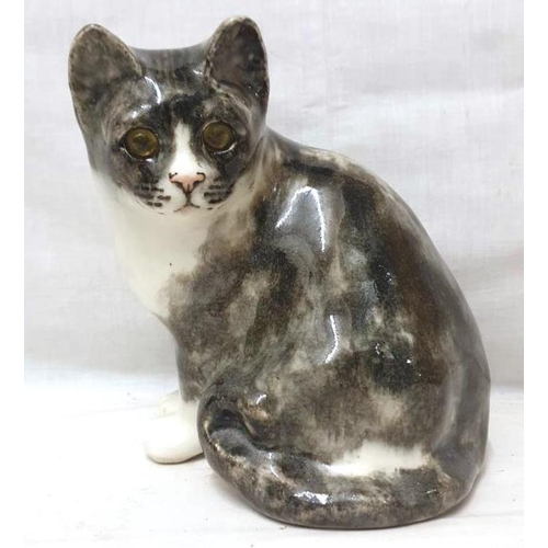 Winstanley Cat, Seated, Grey With Yellow Eyes Approx. 22cm H Marked 