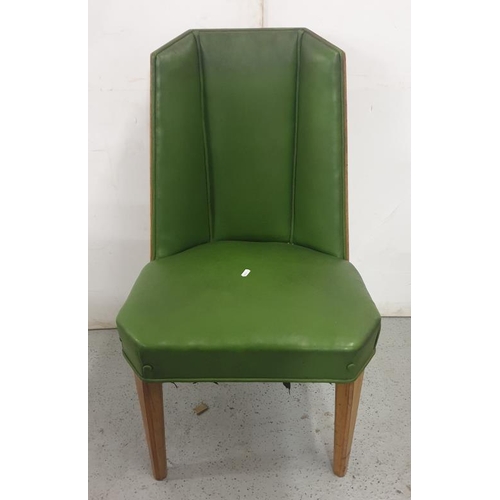 31 - Art Deco Walnut Green Leather Geometric Style Side Chair FW