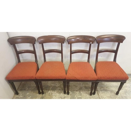 49 - 4 Bar Back Georgian/Early Victorian Antique Side Chairs with overstuffed seats (4) A4