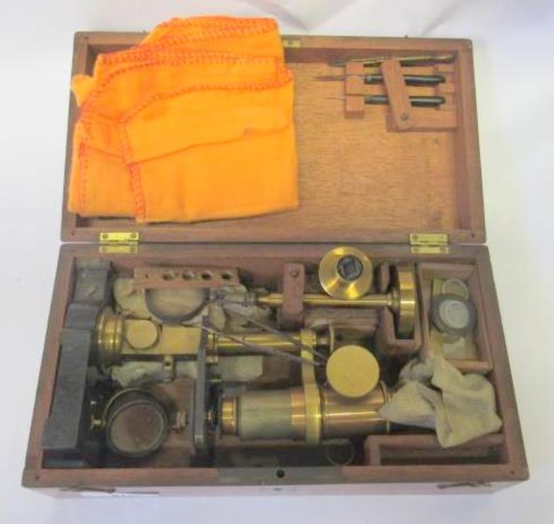 Brass Microscope, cased