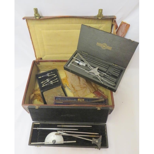 Leather Case Containing Moore & Wright Scientific Instruments Incl 