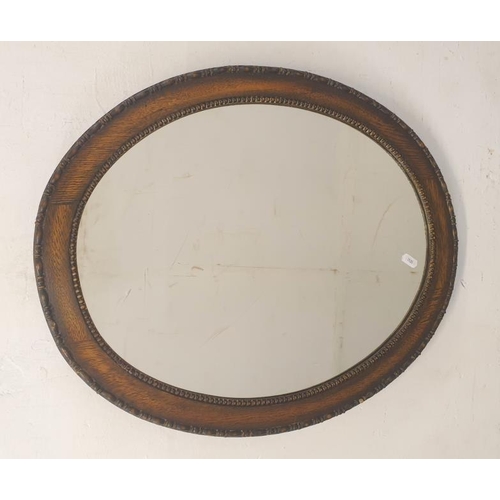 Oak Framed Oval Wall Mirror approx. 49cm x 60cm BW