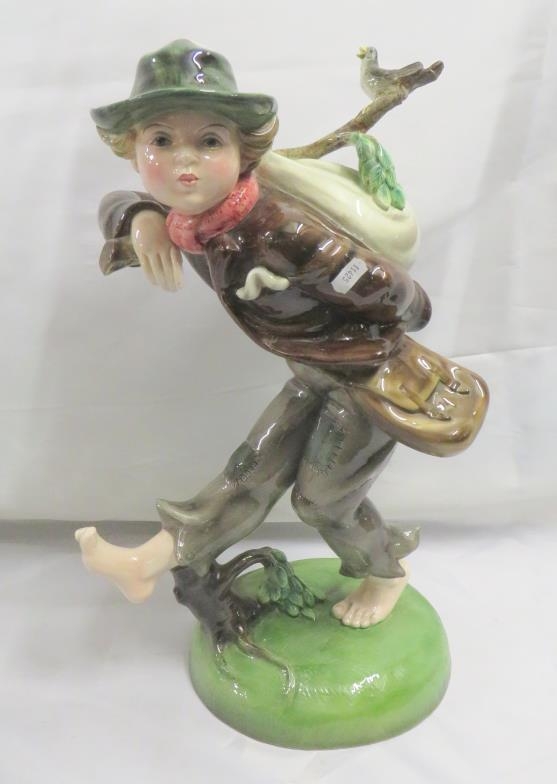 Royal Belvedere Vienna Austrian Ceramic Figurine, travelling boy with ...