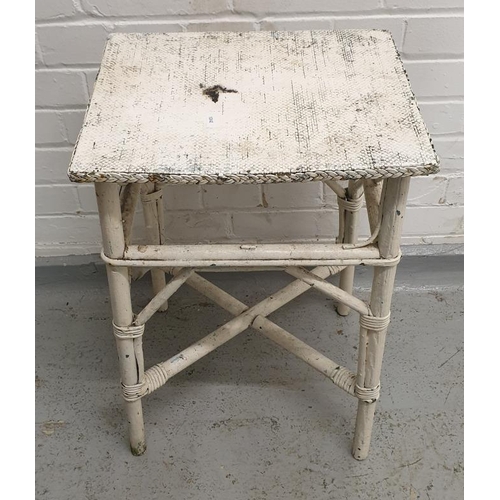 48 - White Painted Bamboo/Cane Occasional Table approx. 41cm x 33cm x 62cm H   A3