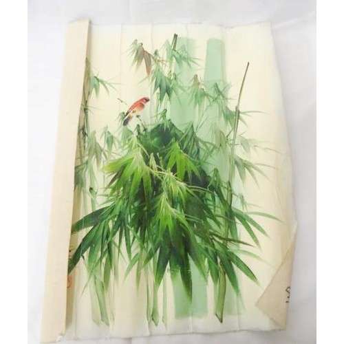 1386 - Unframed Oil Painting bird amongst bamboo & Roman style print