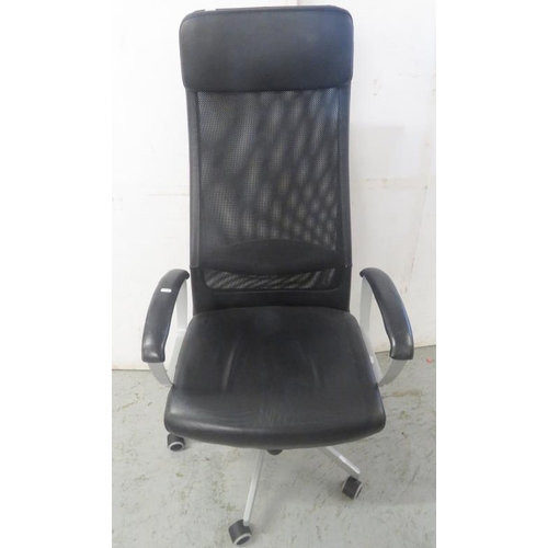 42 - High Backed Black Office Chair on spoked wheel base FW