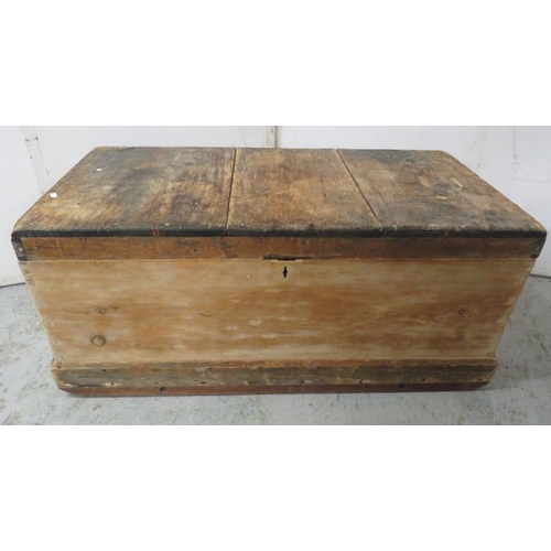 46 - Antique Pine Trunk/Chest with rope handles approx. 109cm W x 51cm D x 48cm H A4