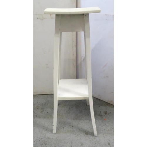 24 - White Painted Plant Stand with under tier, square top approx. 80cm H x 28cm x 25cm A3