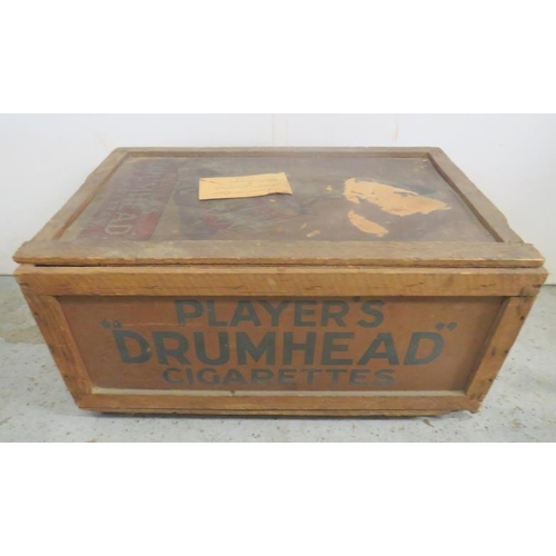 3 - Player's 'Drumhead' Cigarettes Packing Case, with lift off lid, approx. 31cm x 42cm x 67cm, on casto... 