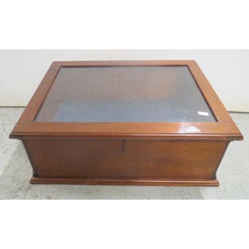 8 - Mahogany Glazed Look Down Counter Top Cabinet with brass lifting handles, lock to front, small drop ... 