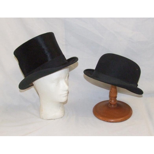 Austin Reed Bowler Hat, Lincoln Moleskin Top Hat (a/f) & Wooden