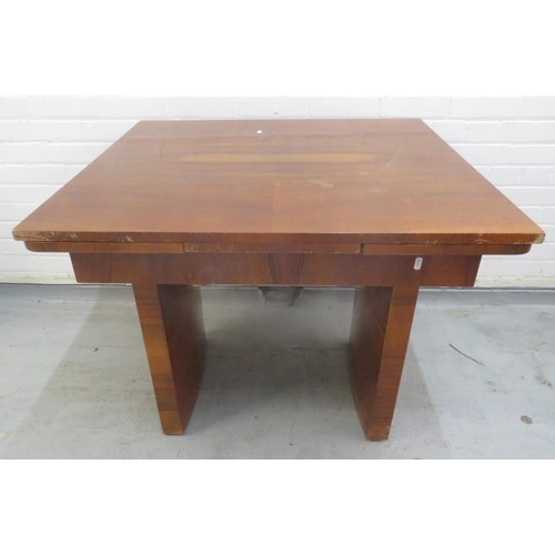 60 - Walnut Veneered Art Deco Extending Dining Table, carved with no. 78, approx. 89cm x 84cm x 75cm H, 1... 