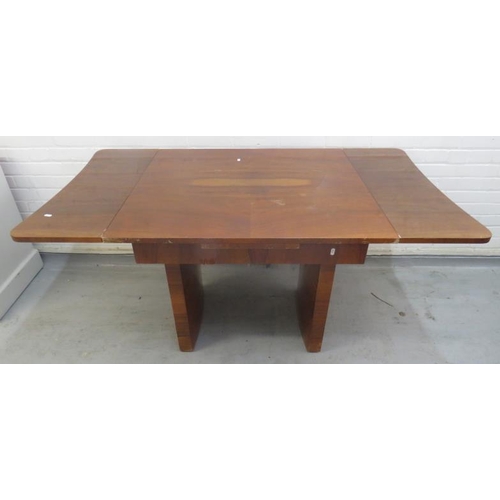 60 - Walnut Veneered Art Deco Extending Dining Table, carved with no. 78, approx. 89cm x 84cm x 75cm H, 1... 