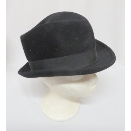 Herbert Johnson Bond Street Mens Black Rabbit Fur Felt Hat in card hat