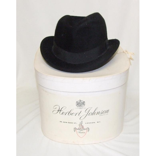 Herbert Johnson Bond Street Mens Black Rabbit Fur Felt Hat in card hat