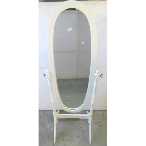 37 - White Painted Oval Full Length Cheval Mirror approx. 150cm H x 51cm W (A1)