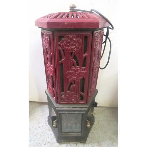 298 - Esso Fire Master Burgundy Victorian Style Cast Iron Heater, solo electric stove approx. 75cm H (A12)