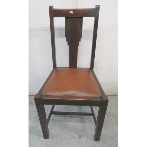 44 - Single Art Deco Side Dining Chair with brown rexene seat (A6)