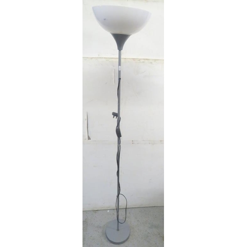 45 - Silver Coloured Uplighter/Standard lamp with white shade (FW)