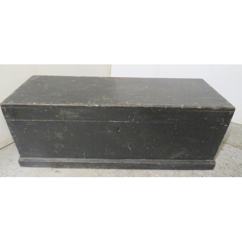 297 - Black Painted Tool Chest/Trunk approx. 33cm H x 33cm D x 90cm L (A13)